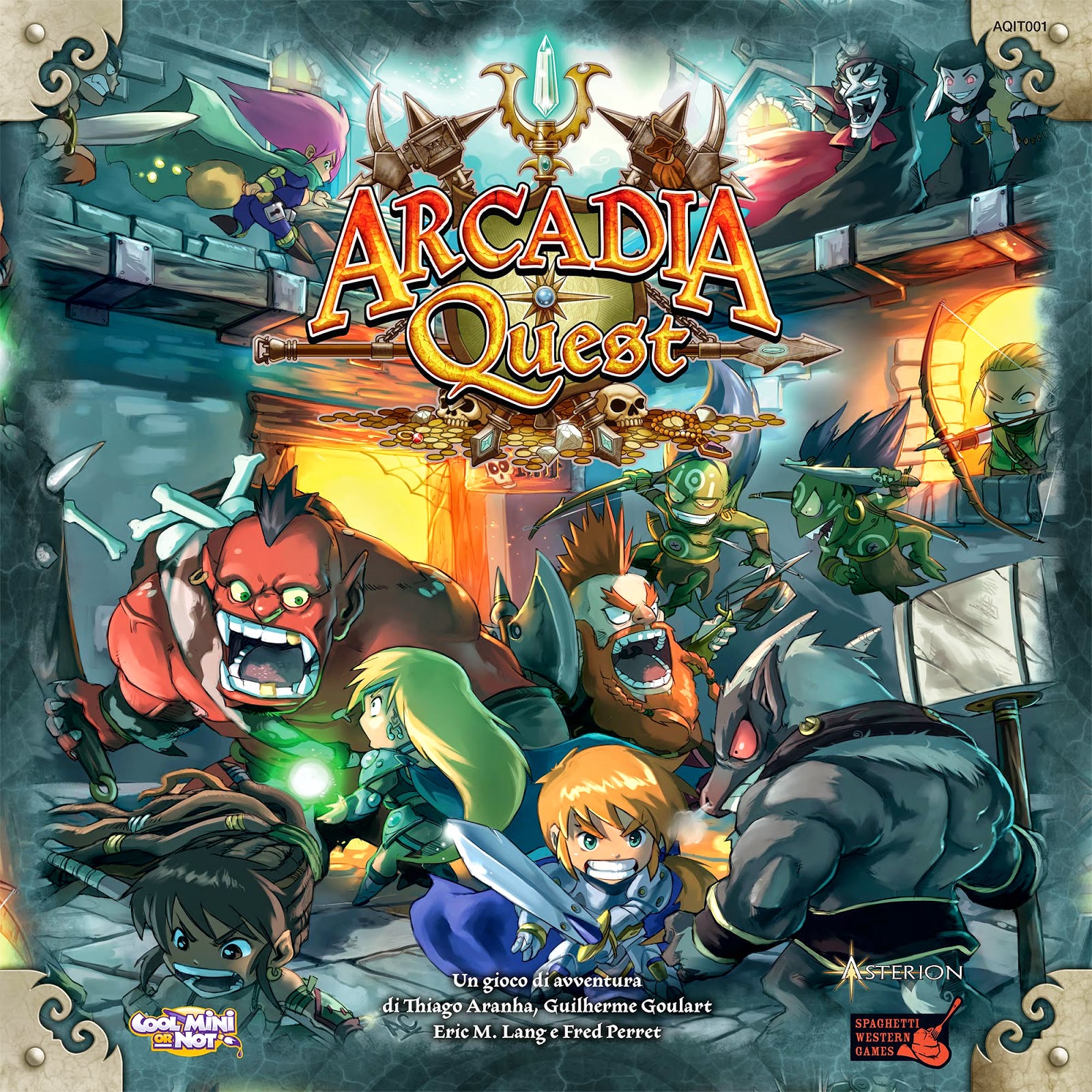 Arcadia Quest Chibi Heroes battling against the Evil Lord Fang, and